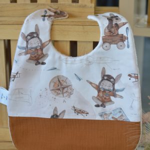 Bavoir personnalisable Fly et gaze cognac
