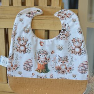 Bavoir personnalisable Boho forest 2 et gaze camel pois or
