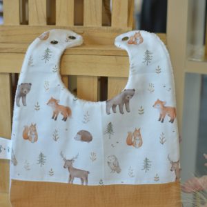 Bavoir personnalisable Dans les bois et gaze camel