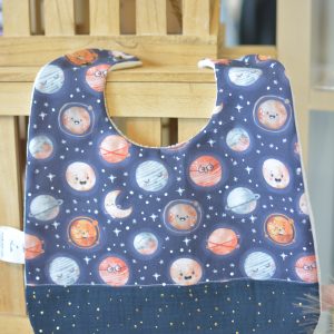 Bavoir personnalisable Céleste et gaze marine pois or