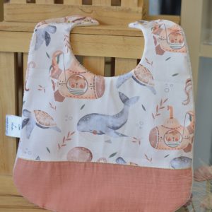 Bavoir personnalisable Sous l'océan et gaze marsala