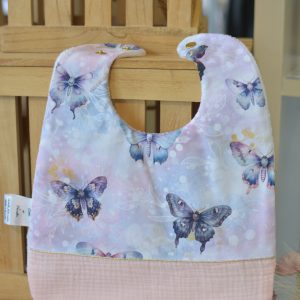 Bavoir personnalisable Butterfly et gaze rose