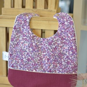 Bavoir personnalisable Violette et gaze prune
