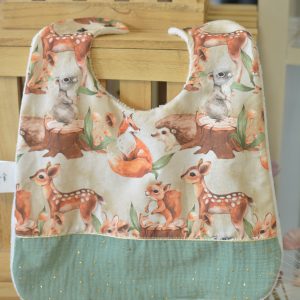 Bavoir personnalisable Little forest et gaze amande pois or