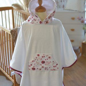 poncho de bain enfant fleurs pensées