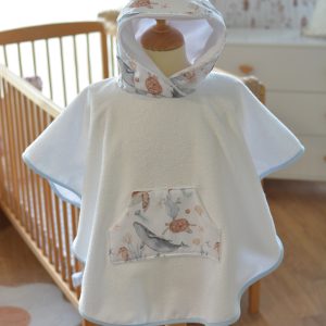 poncho de bain bébé océan baleine tortue