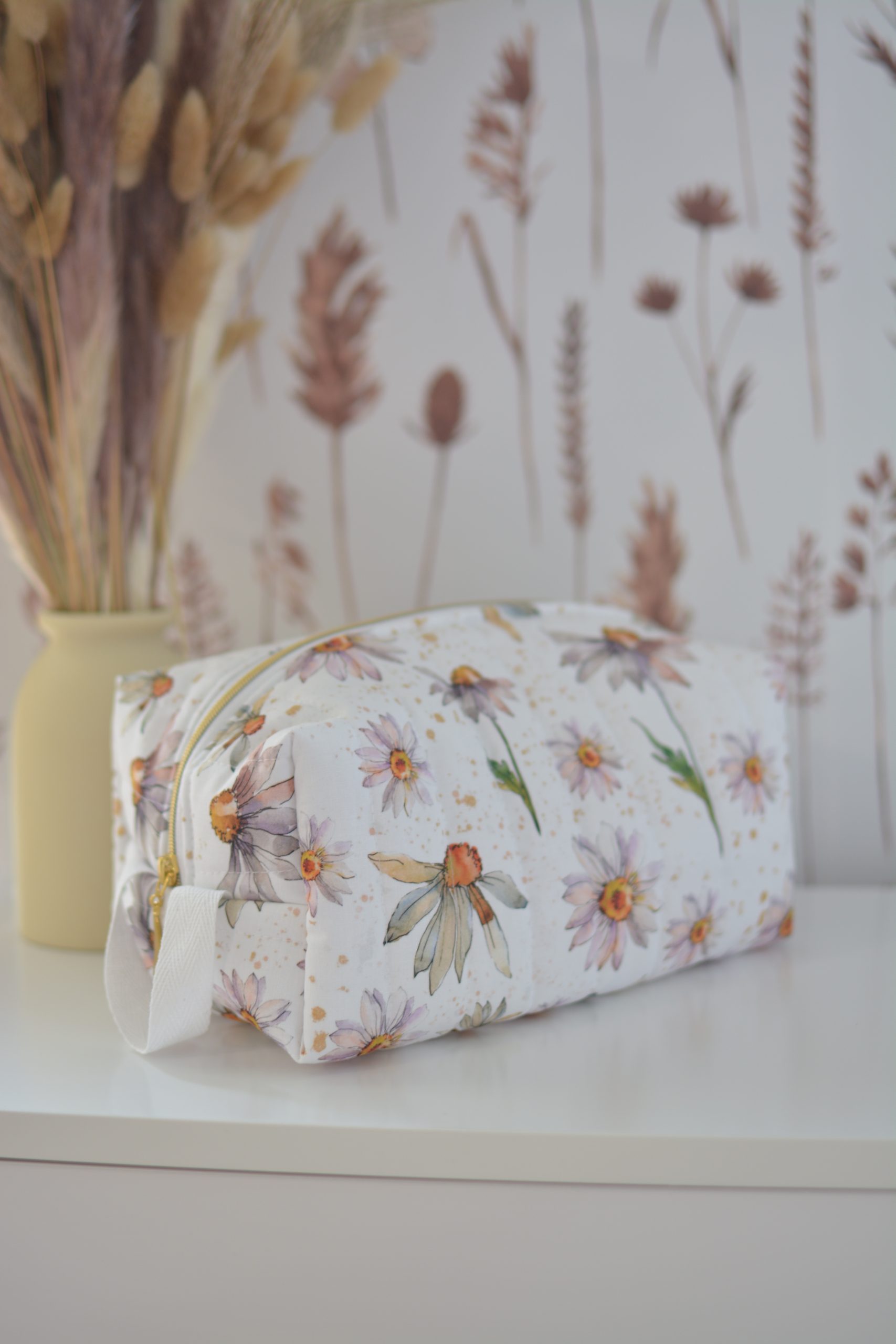 Trousse de toilette matelassée Louise Marguerites