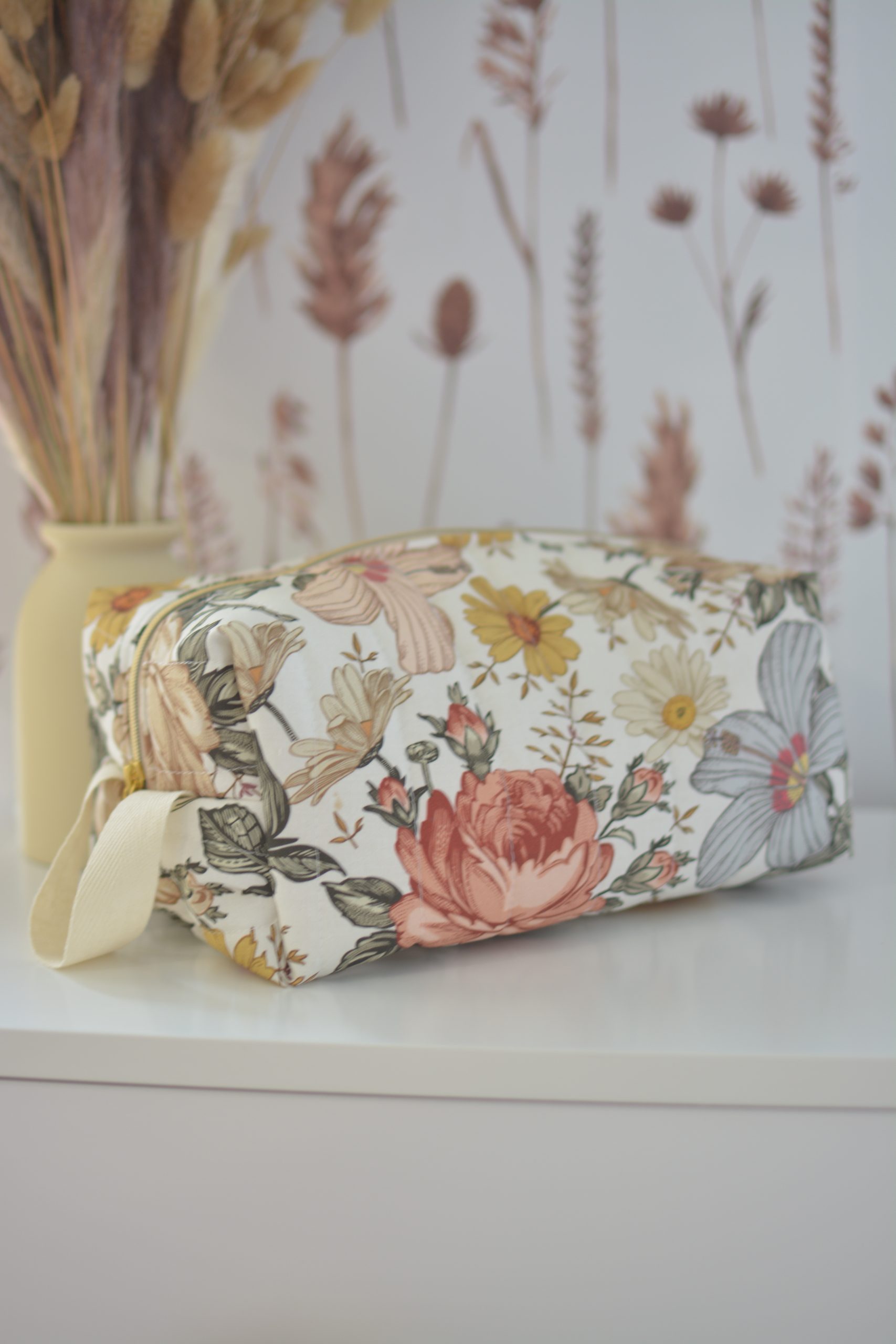 Trousse de toilette matelassée Louise Vintage flowers