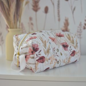 Trousse de toilette matelassée Louise Coquelicots
