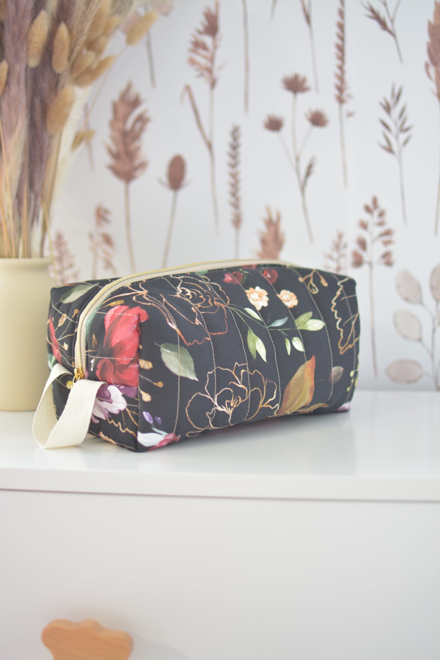 Trousse de toilette matelassée Louise Fleur d'or