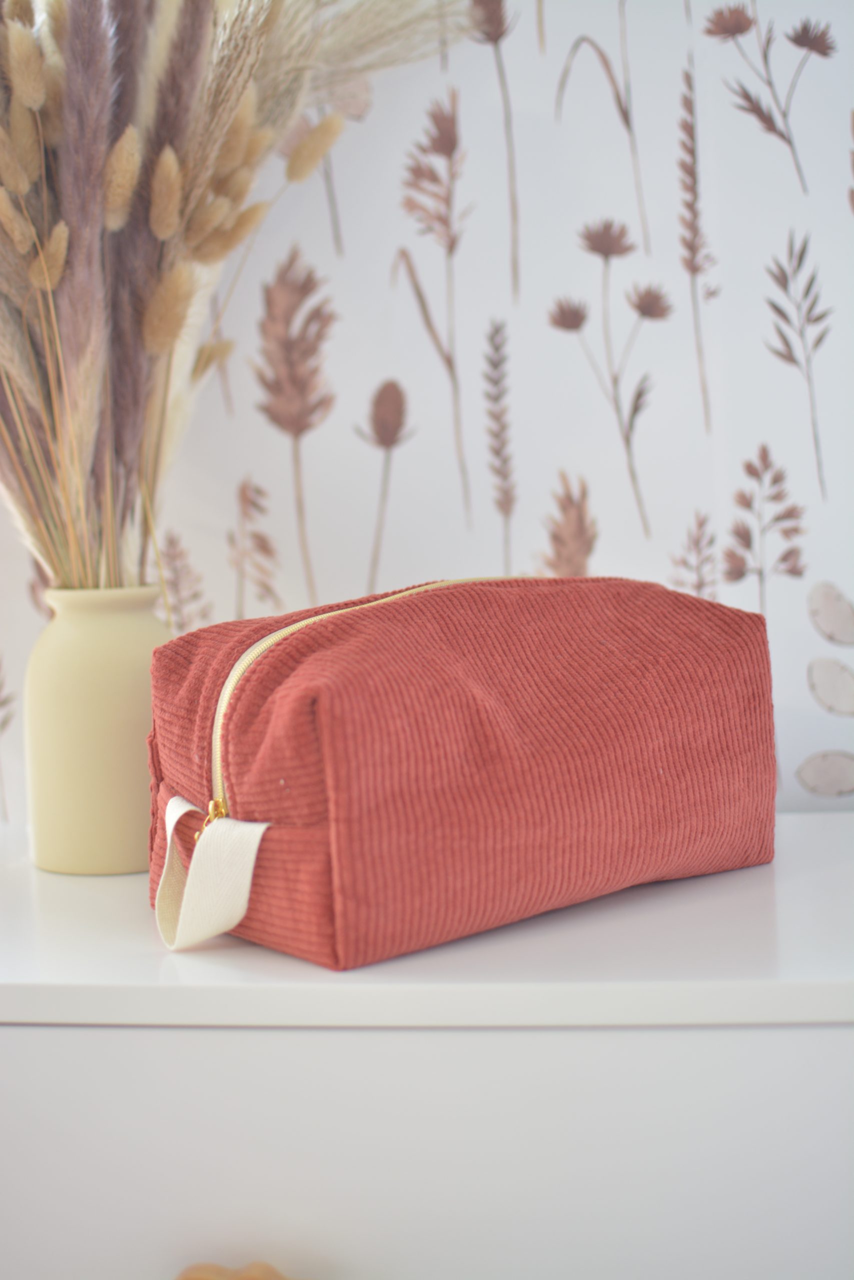 Trousse de toilette Louise Velours brique