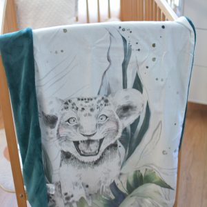 Plaid 70X90cm Safari lionceau pétrole