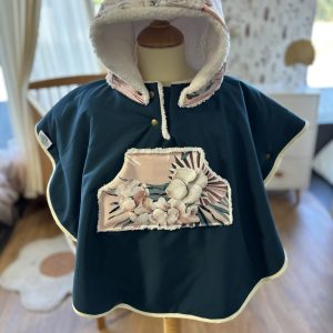 Poncho imperméable évolutif 12-36 mois ou 0-36 mois Pétrole Carmel Flowers sherpa
