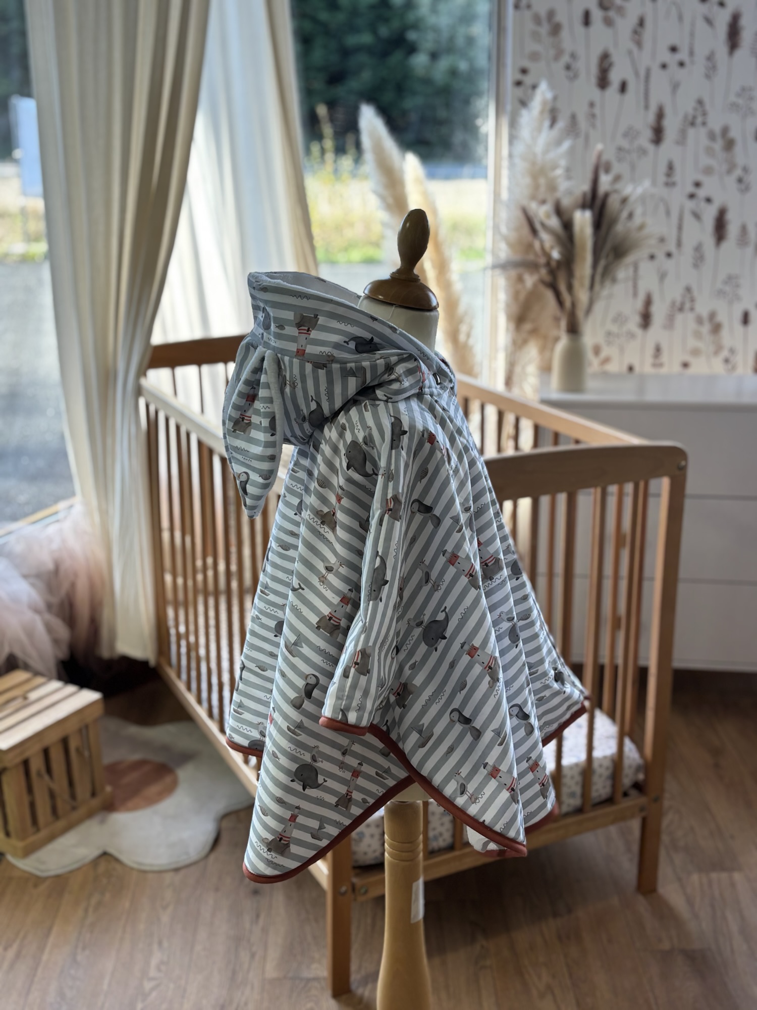 Poncho COTON Ultra évolutif 0-8 ans 4-en-1 Phare Ouest doudou lapin – Image 2
