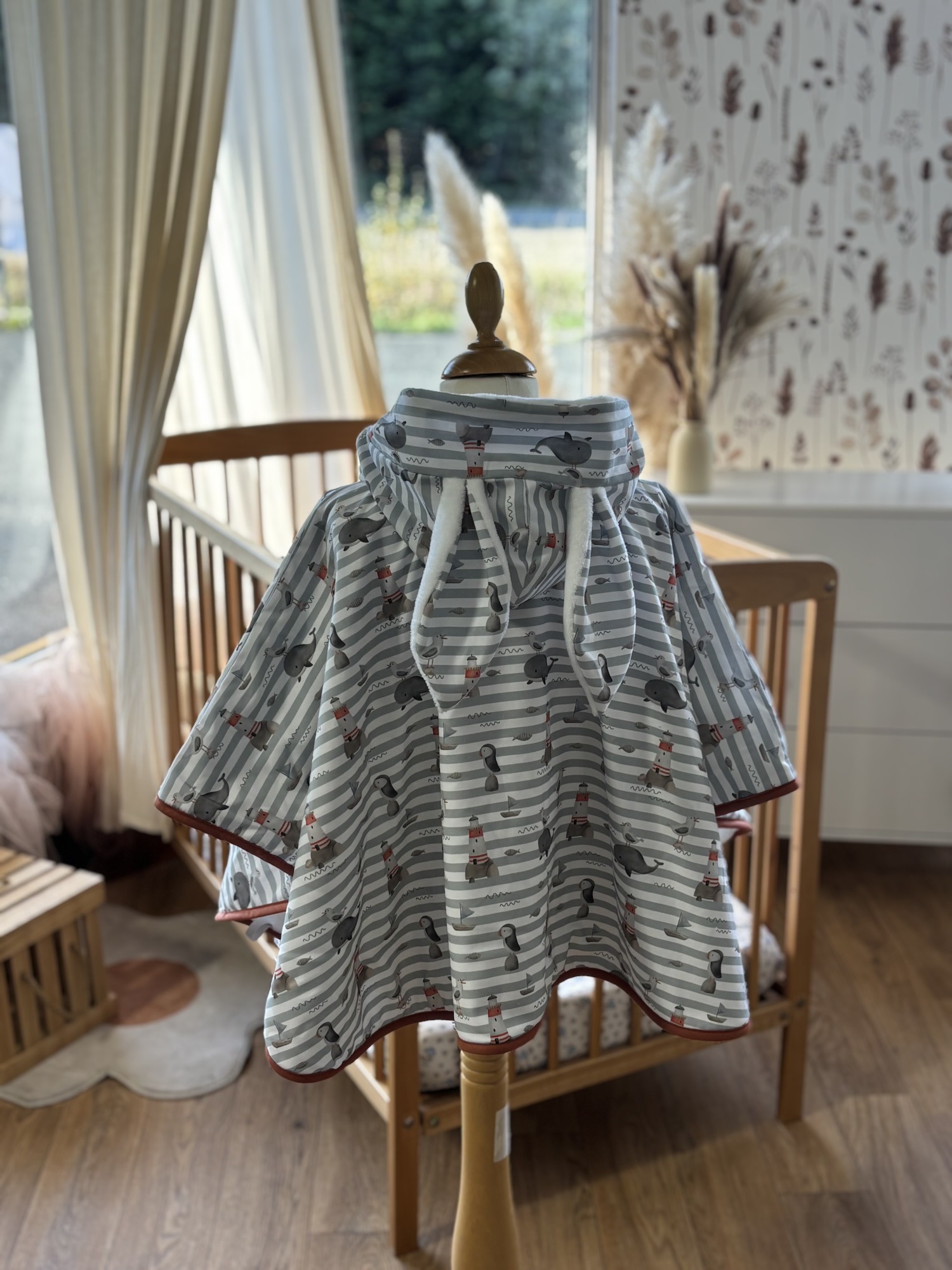 Poncho COTON Ultra évolutif 0-8 ans 4-en-1 Phare Ouest doudou lapin
