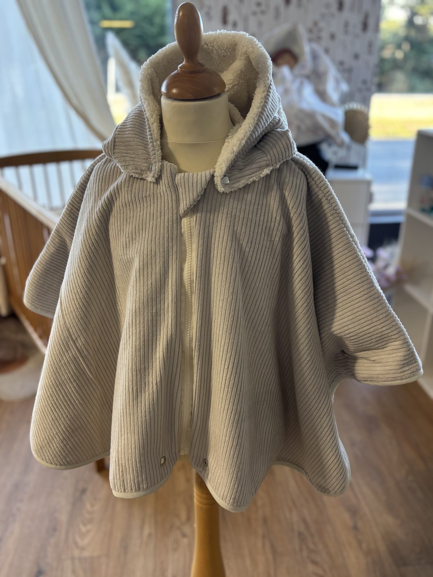Poncho Ultra évolutif 0-8 ans 4-en-1 Velours côtelé beige sherpa renard