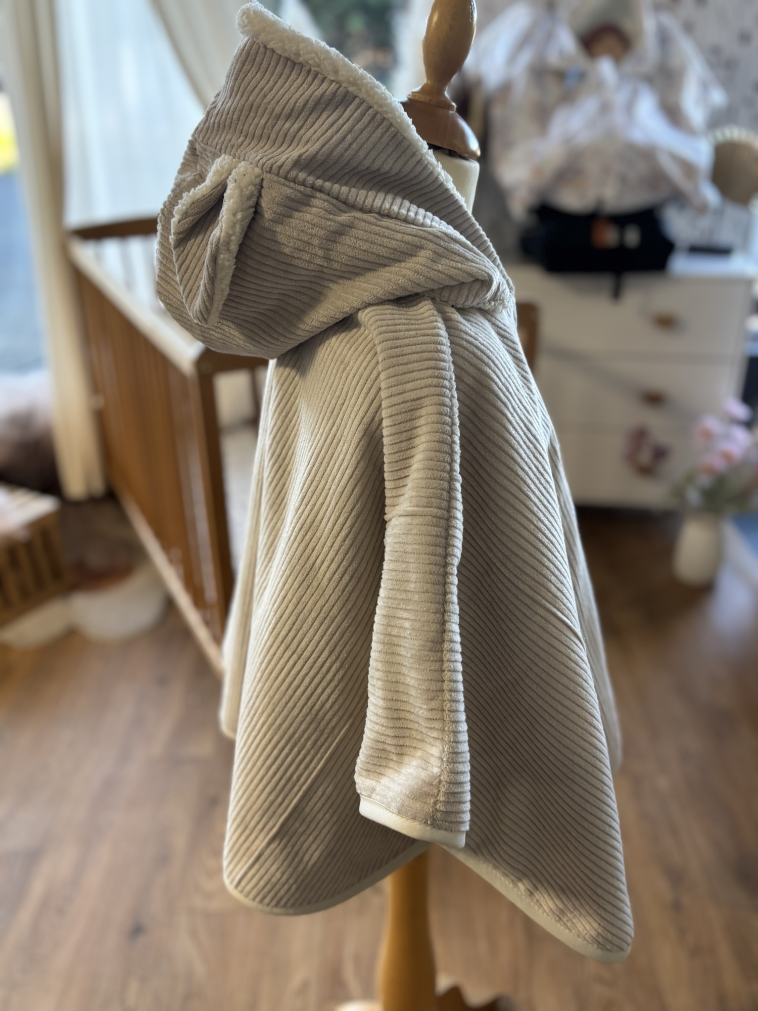 Poncho Ultra évolutif 0-8 ans 4-en-1 Velours côtelé beige sherpa renard – Image 3