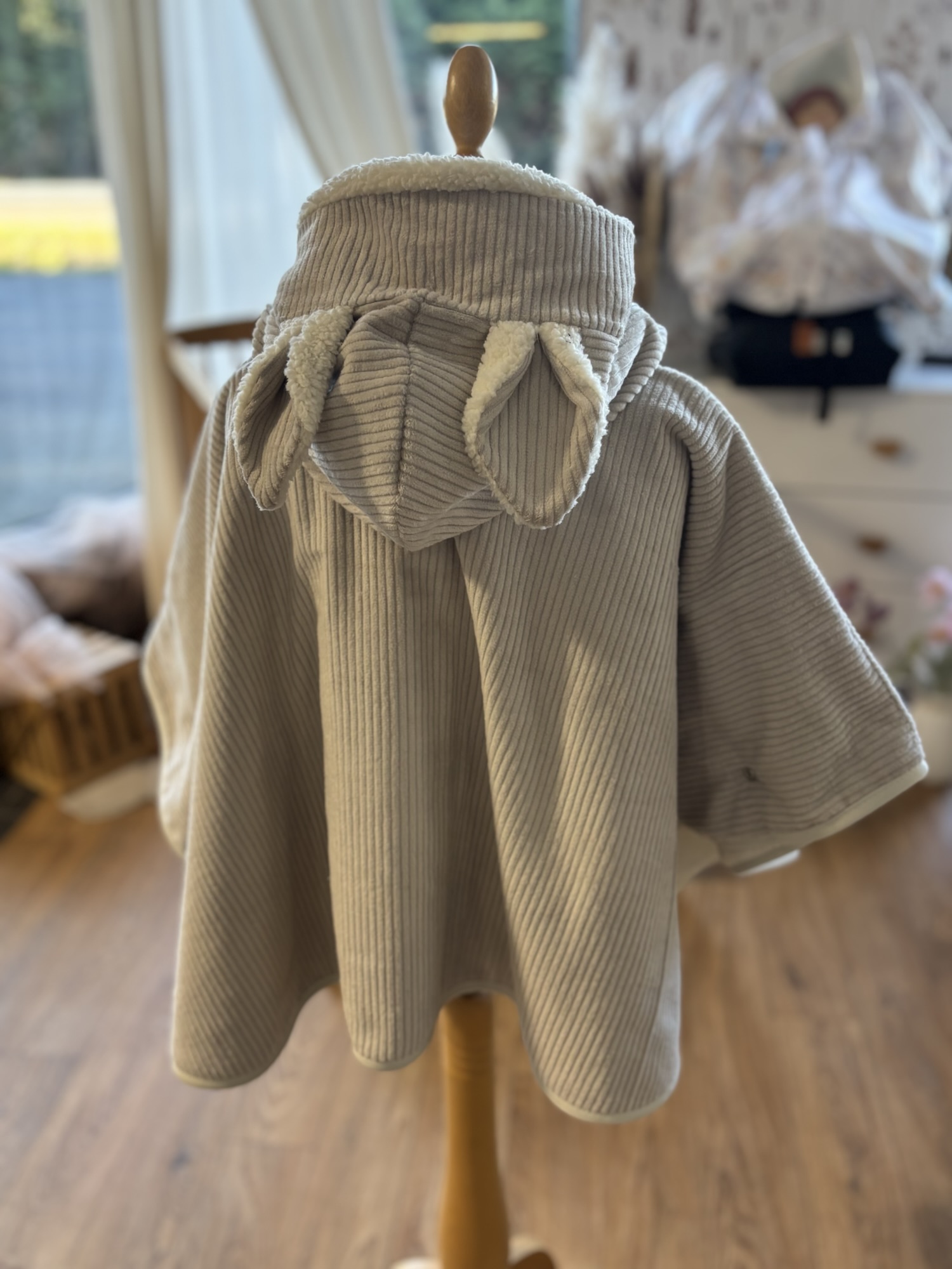 Poncho Ultra évolutif 0-8 ans 4-en-1 Velours côtelé beige sherpa renard – Image 2
