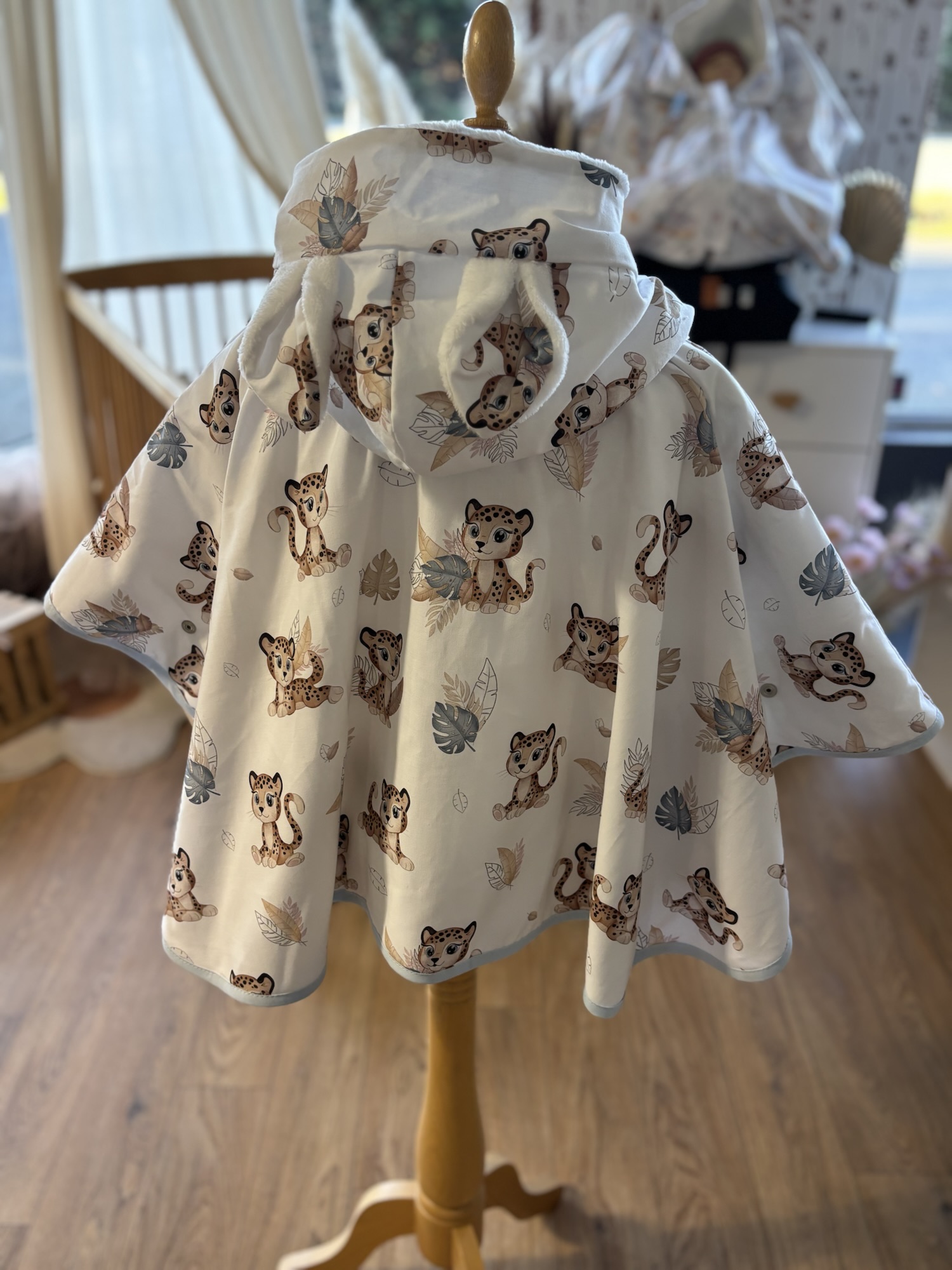 Poncho coton Ultra évolutif 0-8 ans 4-en-1 Léopard doudou oreilles renard
