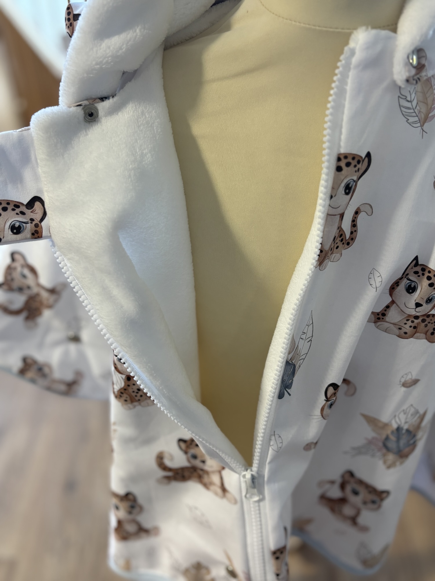Poncho coton Ultra évolutif 0-8 ans 4-en-1 Léopard doudou oreilles renard – Image 4