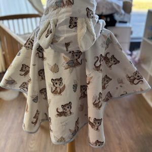 Poncho coton Ultra évolutif 0-8 ans 4-en-1 Léopard sherpa oreilles renard