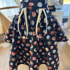 Poncho IMPERMEABLE Ultra évolutif 0-8 ans 4-en-1 Céleste sherpa oreilles lapin
