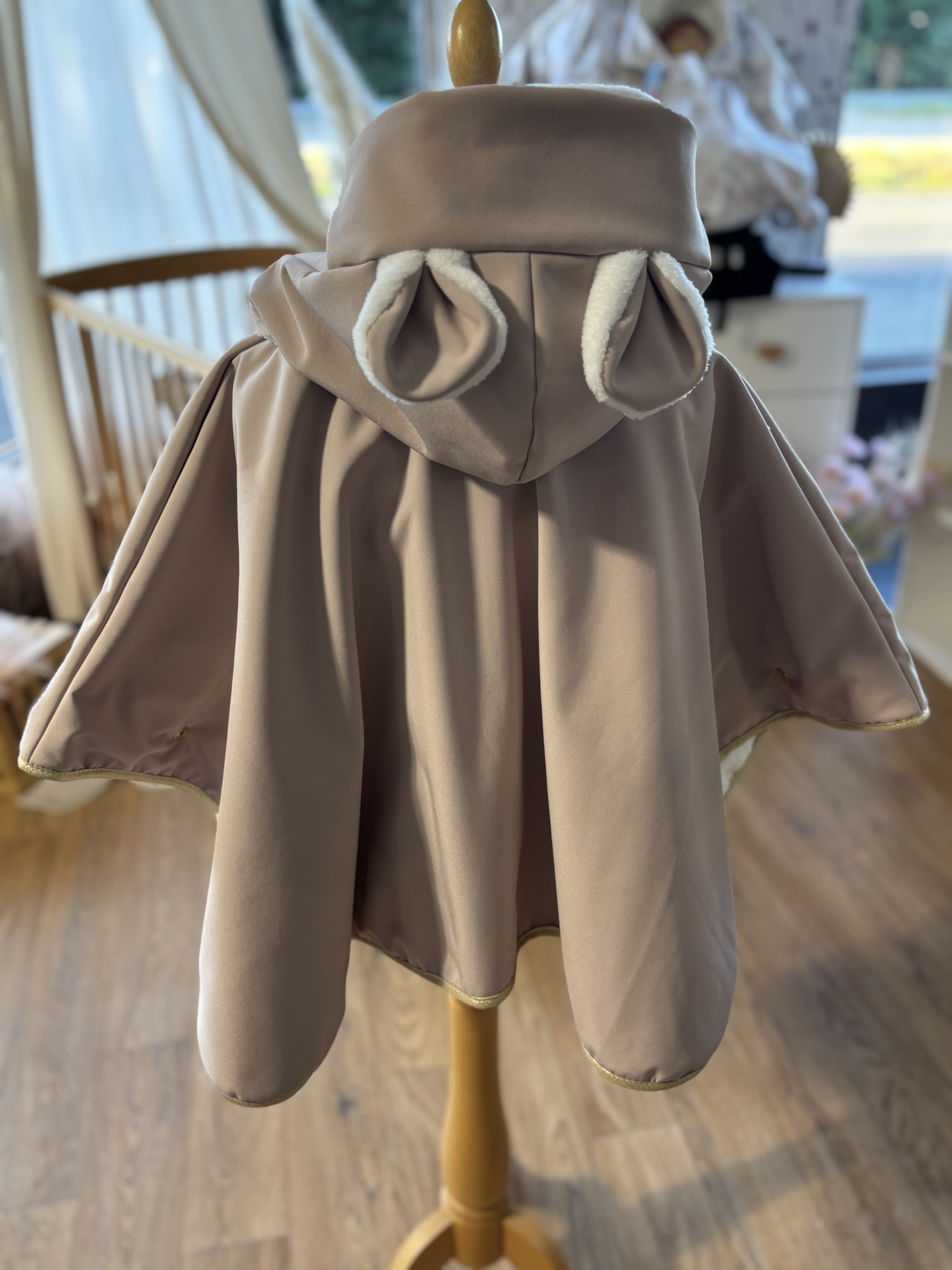 Poncho IMPERMEABLE Ultra évolutif 0-8 ans 4-en-1 Vieux rose doudou oreilles ourson